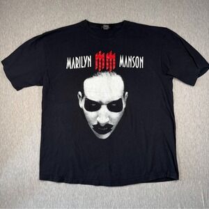 Vintage Marilyn Manson Tee 2XL Black Graphic Band Tee Goth Industrial Y2K Boxy